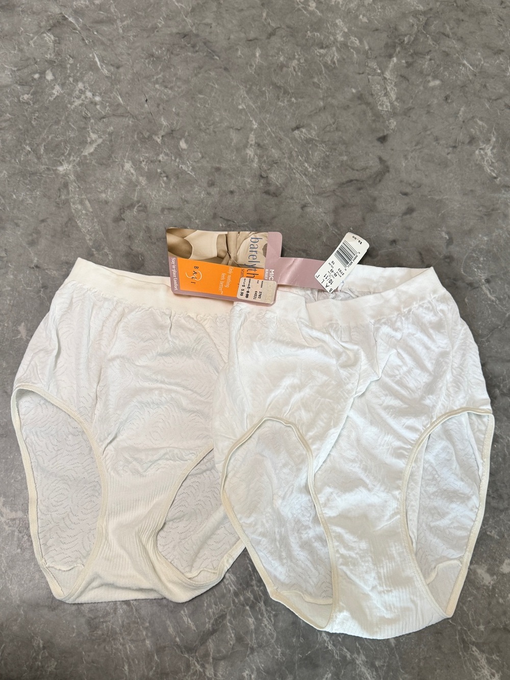 100%  Nylon Vintage NOS Bali White Women’s High-Waist Briefs 2 Pack second skin